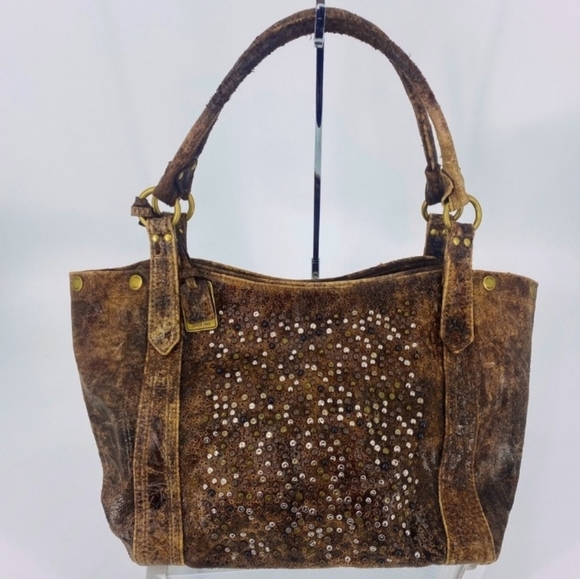 Frye Chocolate Brown Deborah Studded Tote Bag - Picture 3 of 16